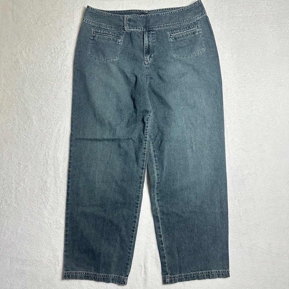 Chicos Women High Rise Wide Leg Jeans Blue Denim Size 3.5 (US 18) XL So Slimming